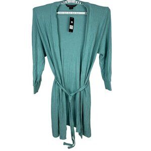 Mina Lisa Azure Waffle Knit Cuffed Lounge Robe Size Medium
